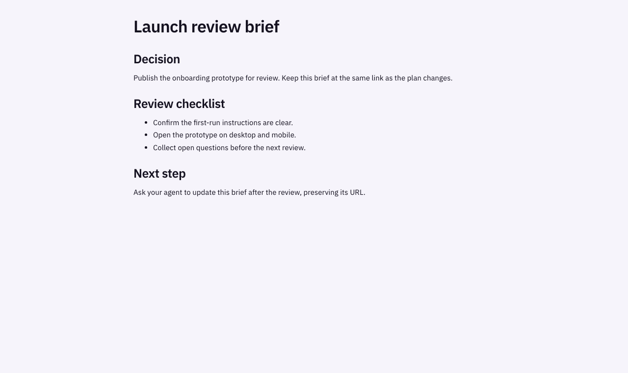 The launch brief rendered as a chrome-free public document.